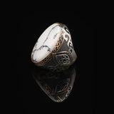 Vintage White Turquoise Ring – Large Oval Stone in Polished 925 Sterling Silver — image 5