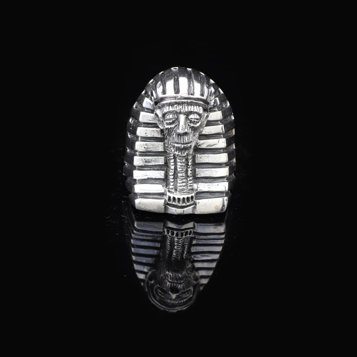 Silver Pharaoh Ring for Men • Sterling Silver Egyptian Mythology Jewelry for Men & Women • Ancient Egypt Jewelry Gift Ideas • Pharaoh Signet