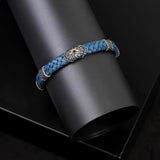 Silver Natural Sapphire Stone Bracelet for Men – Handmade Sterling Silver & Leather Vintage Bracelet – Personalized — image 2