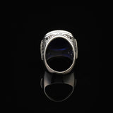 Sapphire Ring for Men – Large Chunky Silver Ring with Micro Sapphire Stone — image 5
