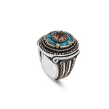 925 Sterling Silver Rotating Ring with Turquoise and Tiger Eye - Ottoman Inspired Men's Jewelry - Birthday Gifts — image 1