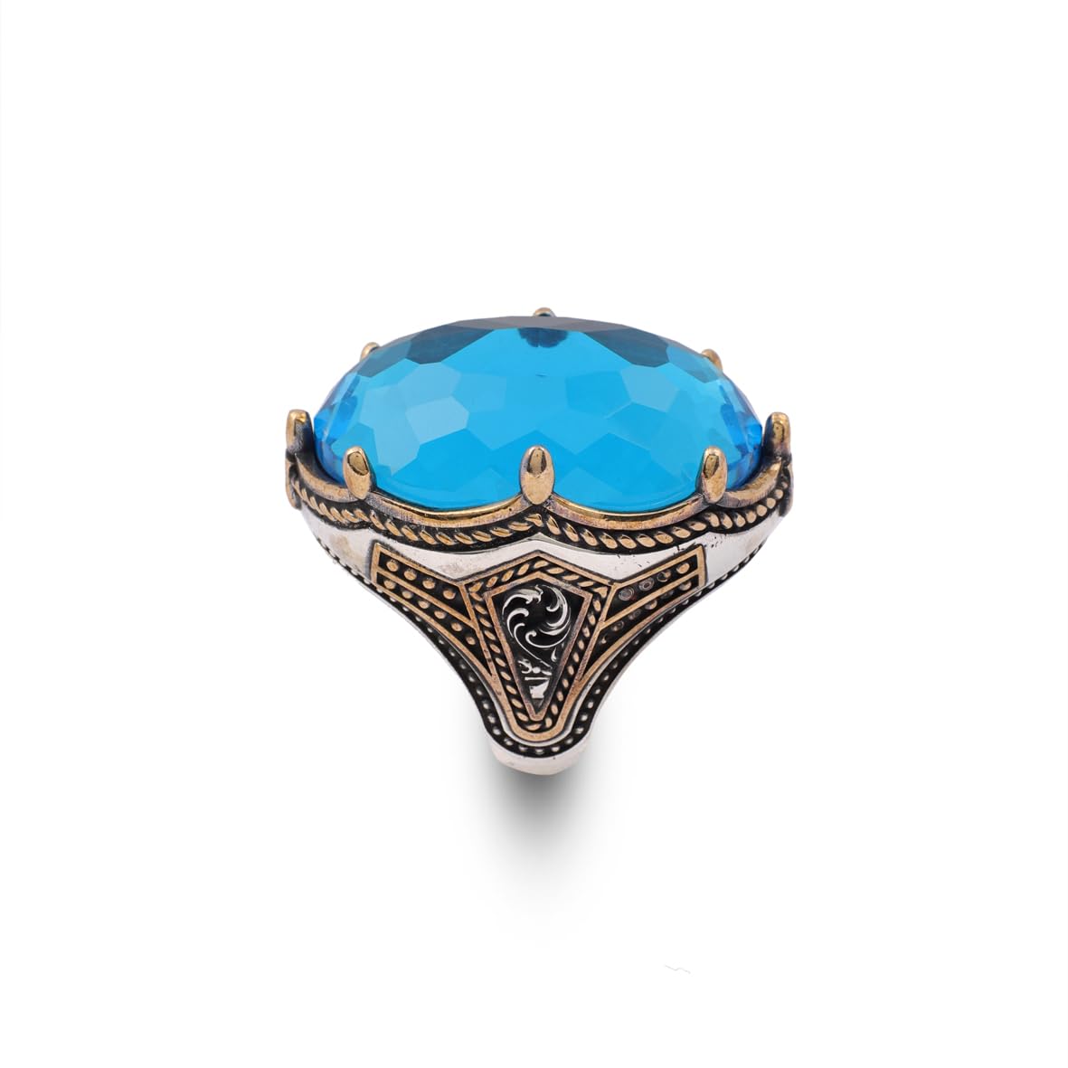 Aquamarine Ring - Large Gemstone Ring for Men