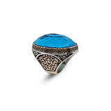 Handmade Aquamarine Ring for Men with Large Oval Stone – Vintage 925 Sterling Silver Engagement Ring — image 1