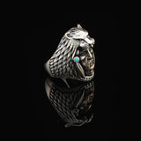 American Indian Chief Signet Ring - Handmade Vintage Lion Signet Ring for Men — image 4