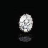 White Turquoise Oval Stone Ring - Large Gemstone Ring — image 3