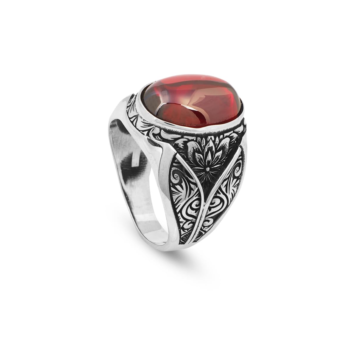 Ruby Ring Ottoman Vintage 925 Sterling Silver Ring Engagement Promise Ring for Him Gemstone Ring Gift for Husband