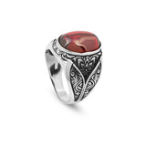 Ruby Ring Ottoman Vintage 925 Sterling Silver Ring Engagement Promise Ring for Him Gemstone Ring Gift for Husband — image 1