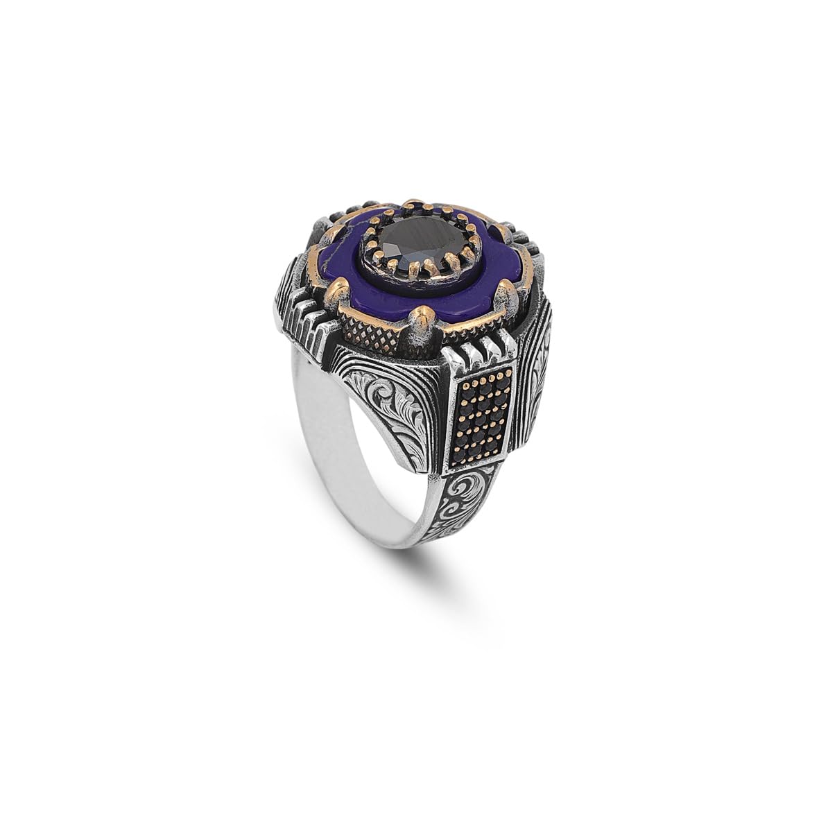 Men's 925 Sterling Silver Lapis Lazuli Rotating Ring - Black Onyx Rotating Ring for Men - Birthday Gifts