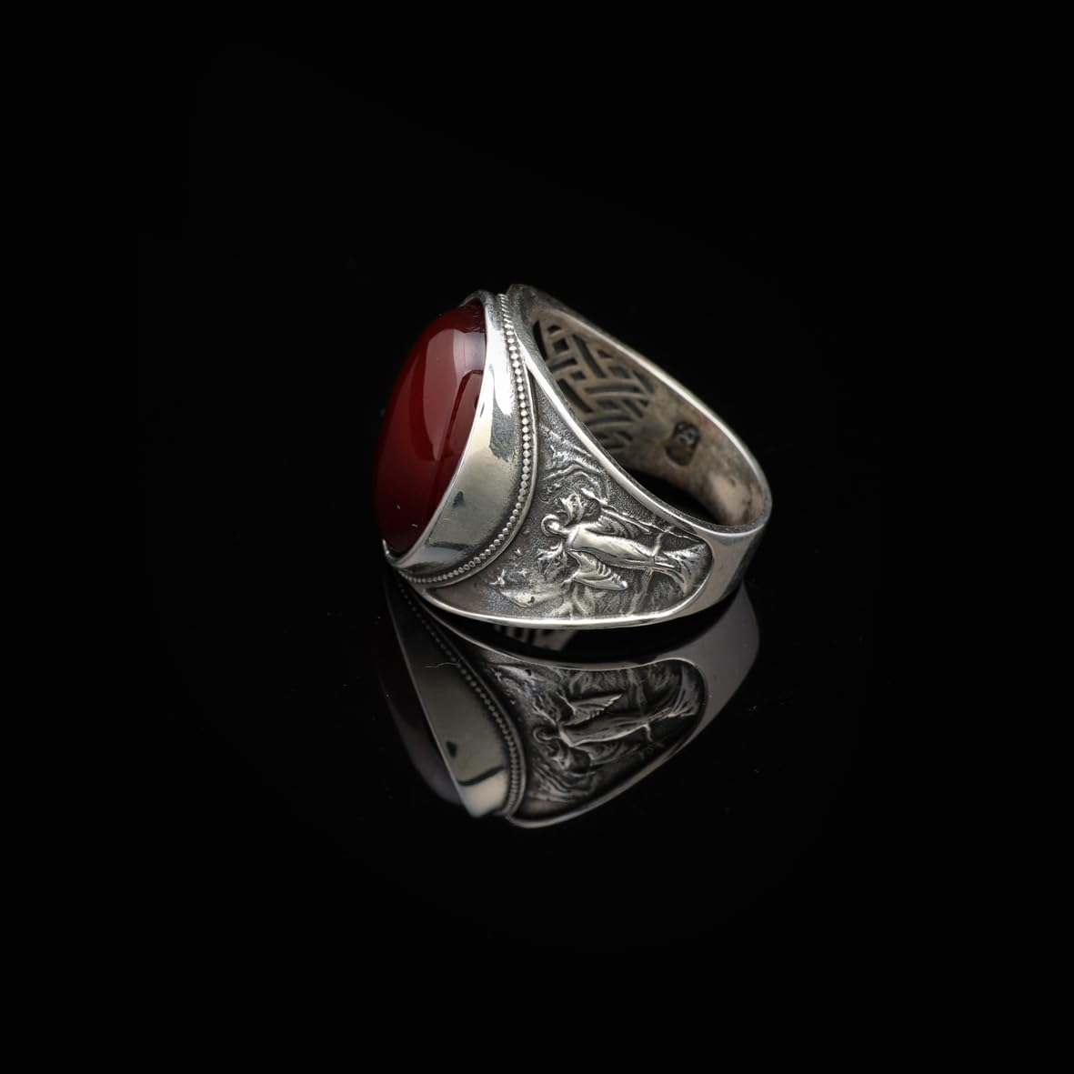 Handmade Carnelian Virgin Mary Signet Ring