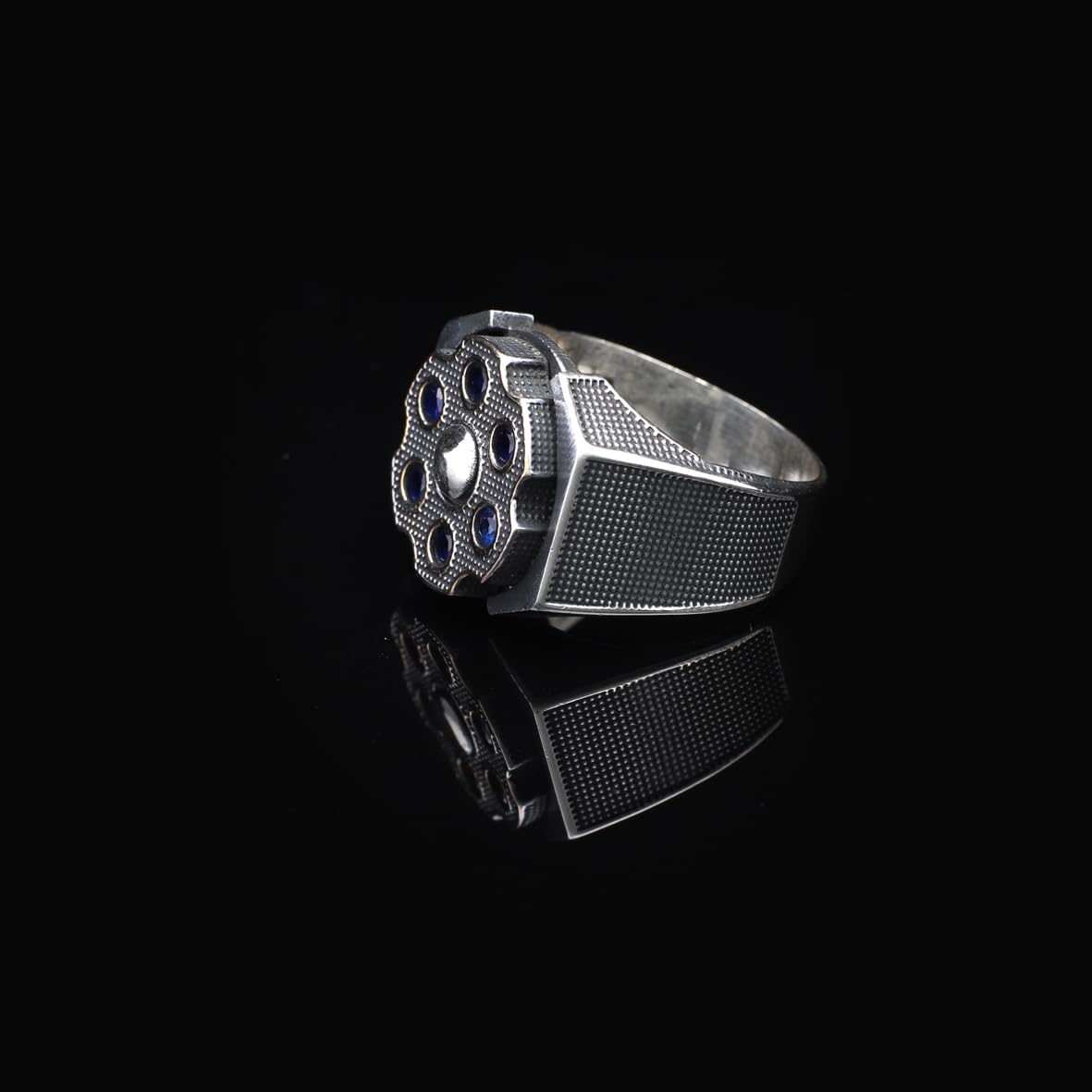 Men's Sapphire Ring - Rotating Design in 925 Sterling Silver - Men's Rotating Sapphire Ring - Birthday Gifts