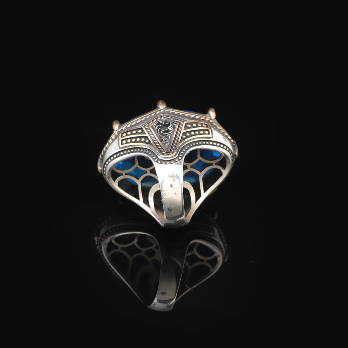 Aquamarine Ring - Large Gemstone Ring for Men