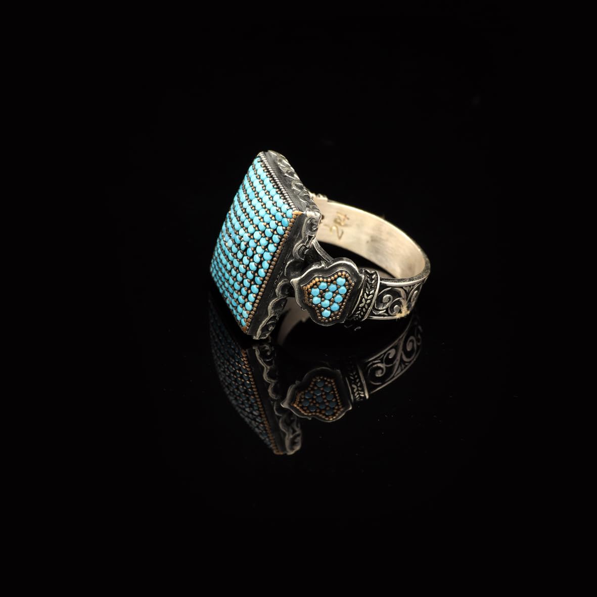 Men's Turquoise Rings with Micro Stone