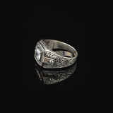 Vintage White Sapphire Pinky Ring - Men's Gemstone Engagement Ring in 925 Sterling Silver - Turkish Handmade Polished Ring with Micro Stone and Silver Polishing Cloth Gift — image 5