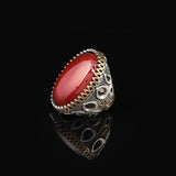 Carnelian Ring - Oval Gemstone - Large Handmade Ottoman Men Vintage 925 Sterling Silver Gemstone Ring with Silver Polishing Cloth Gift — image 5