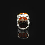 Vintage Large Squeezing Amber Ring for Men - 925 Sterling Silver Turkish Handmade Polished Engagement Ring with Silver Polishing Cloth Gift — image 6