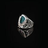 Handmade Jade Gemstone Eagle Ring for Men Vintage 925 Sterling Silver — image 5
