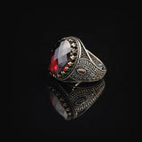 925 Sterling Silver Garnet Ring – Oval Ottoman Gemstone Ring for Men — image 5