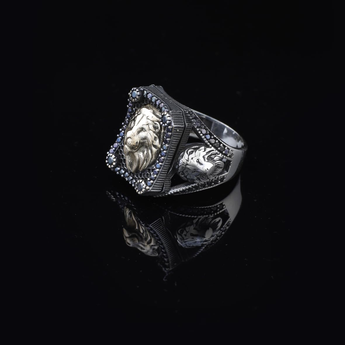 925 Sterling Silver Men's Ring - Handmade Lion Design