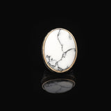 White Turquoise Men’s Ring with Large Oval Stone – Vintage 925 Sterling Silver Ring — image 3