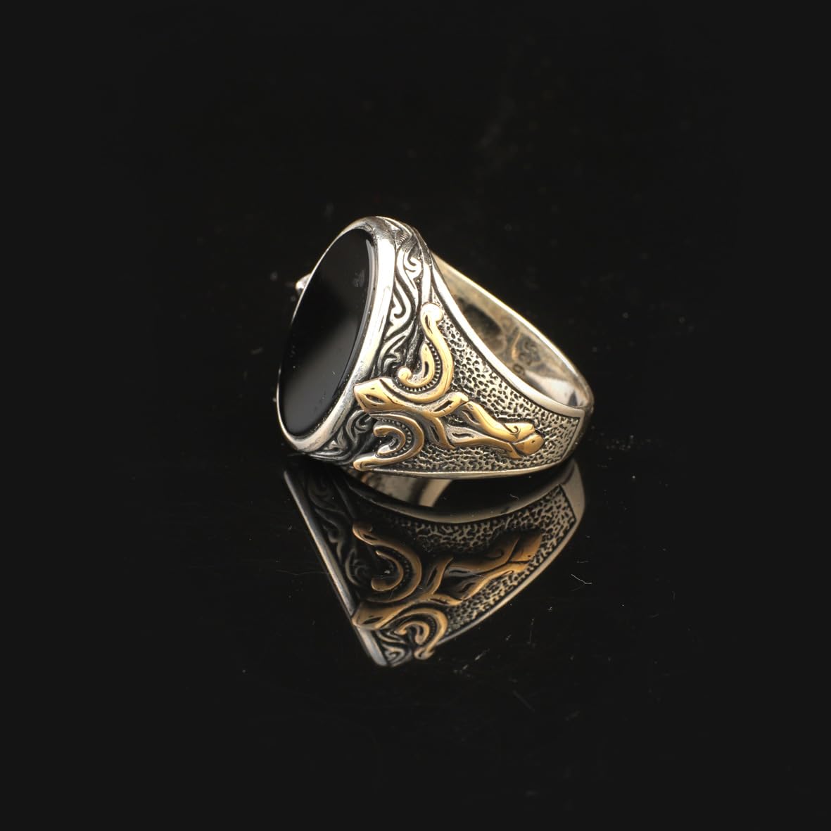 Onyx Ring Signet Ring Ottoman Vintage Ring Sterling Silver Ring Pinky Ring Silver Signet Ring Gemstone Ring Ottoman Statement Ring Vintage Ring