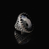 Blue Sapphire Oval Stone Large Ring -Gemstone Ottoman Men Vintage Handmade 925Sterling Silver Rings for Men with Silver Polishing Cloth Gift — image 4