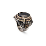 Men’s Lion Ring with Onyx Gemstone – Handmade Vintage Sterling Silver Animal Ring – Custom Engraved Engagement Signet Ring – Gift Silver Polishing Cloth Included — image 1