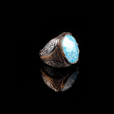 Vintage Handmade 925 Sterling Silver Men's Aquamarine Ring - Handcrafted Ring for Men - 925 Sterling Silver Rings for Men — image 3