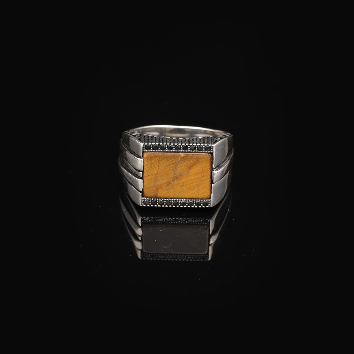 Vintage Tiger Eye Signet Ring for Men – Handmade 925 Sterling Silver Gemstone Ring