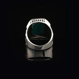 Men's Sterling Silver Eagle & Jade Ring – Vintage Signet Gemstone Ring — image 6