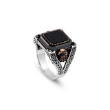 Vintage Black Onyx Ring with Eagle Design - Handmade Turkish 925 Sterling Silver Engagement Ring for Men with Polished Gemstone - Includes Silver Polishing Cloth Gift — image 1