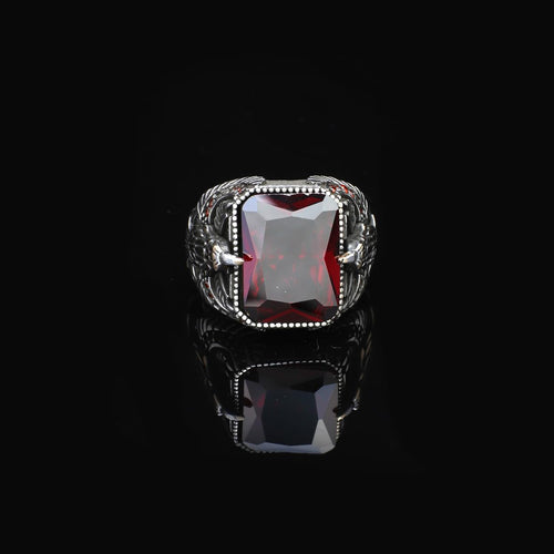 925 Sterling Silver Eagle Ring for Men - Ruby Eagle Ring for Men - 925 Sterling Silver Eagle Design Jewelry - Birthday Gifts
