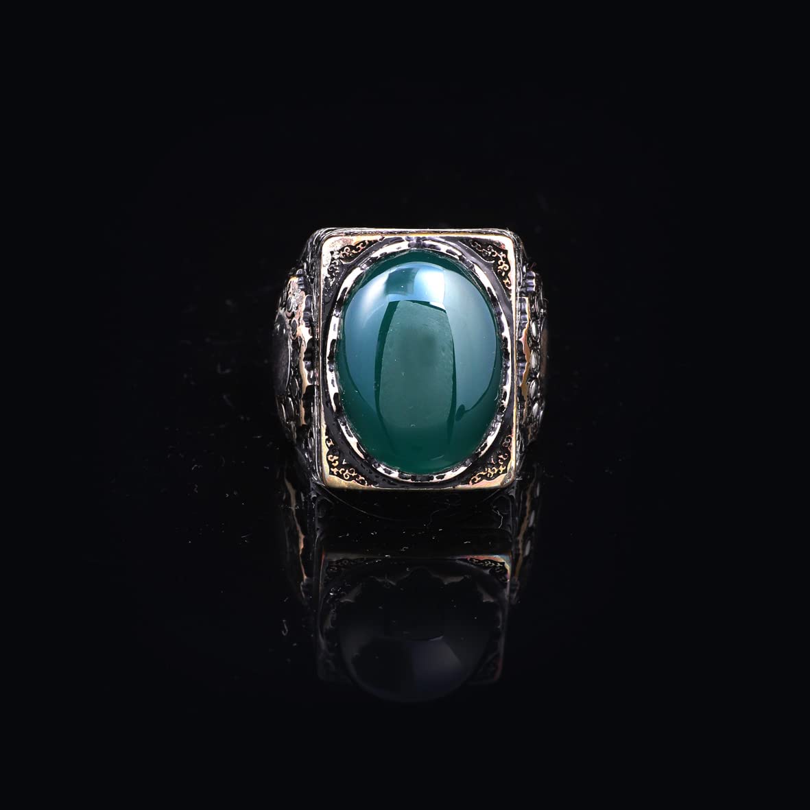 Jade Ring, Jade Ring for Men, Ottoman Men Ring, Sterling Silver Ring, Natural Stone Ring, Men Jade Stone Ring, Gift for Him