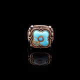 Genuine White Turquoise & Micro Stone Men's Ring — image 2