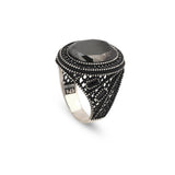 Black Onyx Ring for Men – Ottoman Style Handmade Sterling Silver Ring — image 1