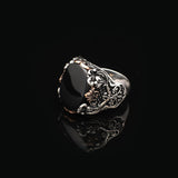 Handmade 925 Sterling Silver Black Onyx Oval Stone Ring - Vintage Polished Gemstone Engagement Ring for Men with Engraving and Silver Polishing Cloth Gift — image 5