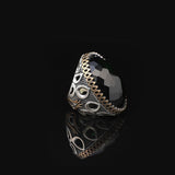 Emerald Oval Gemstone Ring - Large Handmade Ottoman Style Vintage Men's 925 Sterling Silver Ring with Silver Polishing Cloth Gift — image 5