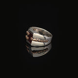 Handmade Carnelian Signet Ring for Men – Vintage Pinky Ring with Embroidered Design — image 5