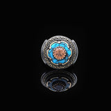 925 Sterling Silver Rotating Ring with Turquoise and Tiger Eye - Ottoman Inspired Men's Jewelry - Birthday Gifts — image 2
