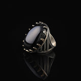 Men's Black Onyx Ring - Chunky Sterling Silver Engagement Ring with Ottoman Design — image 5