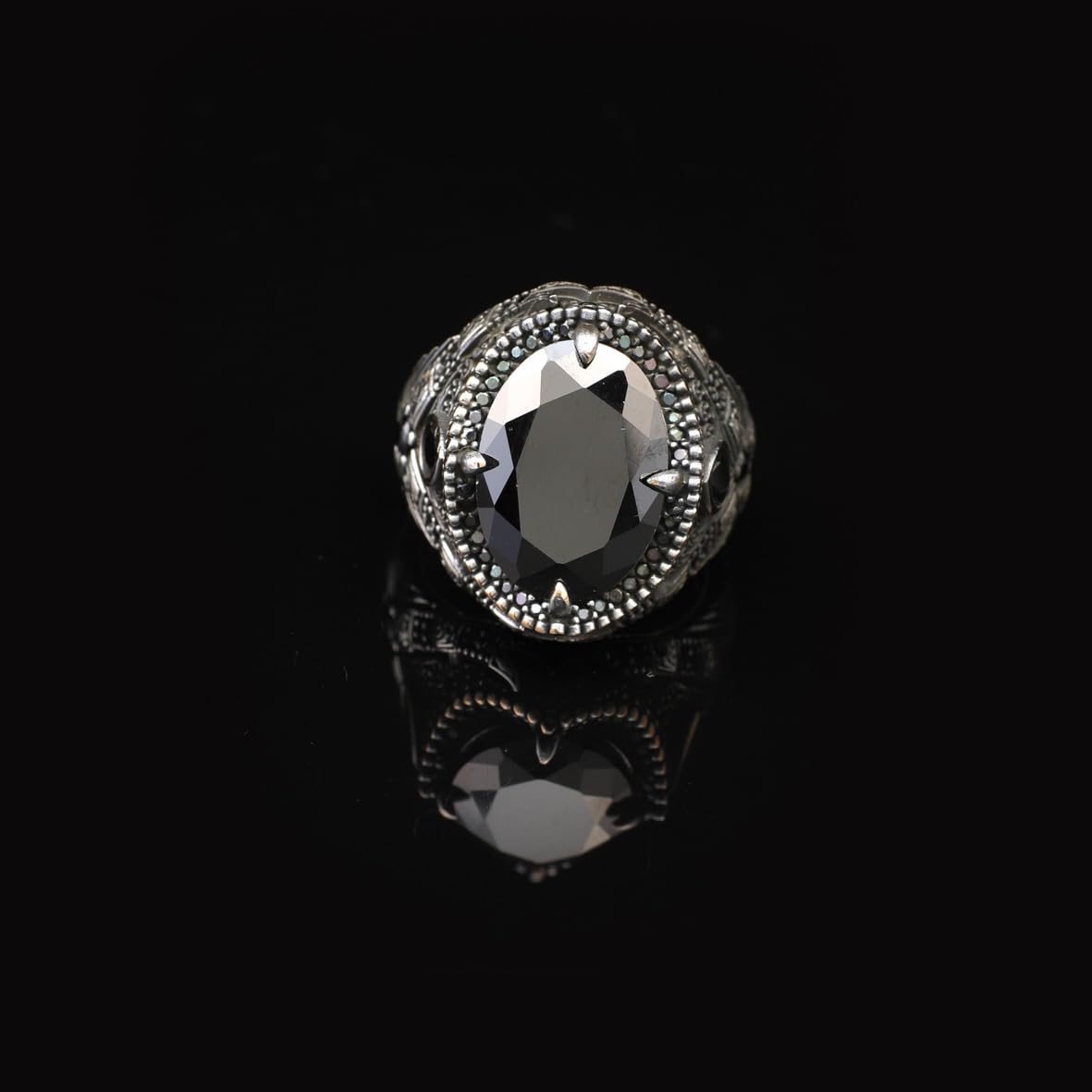 Vintage Ottoman Onyx Ring for Men – Handmade Gemstone Signet in 925 Sterling Silver – Custom Engraving Engagement Ring – Mens Silver Ring with Gift Silver Polishing Cloth