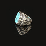 Mens Turquoise Ring Gemstone Ring Ottoman Statement Ring Vintage Ring Sterling Silver Ring Pinky Ring Silver Handmade Signet Ring — image 5