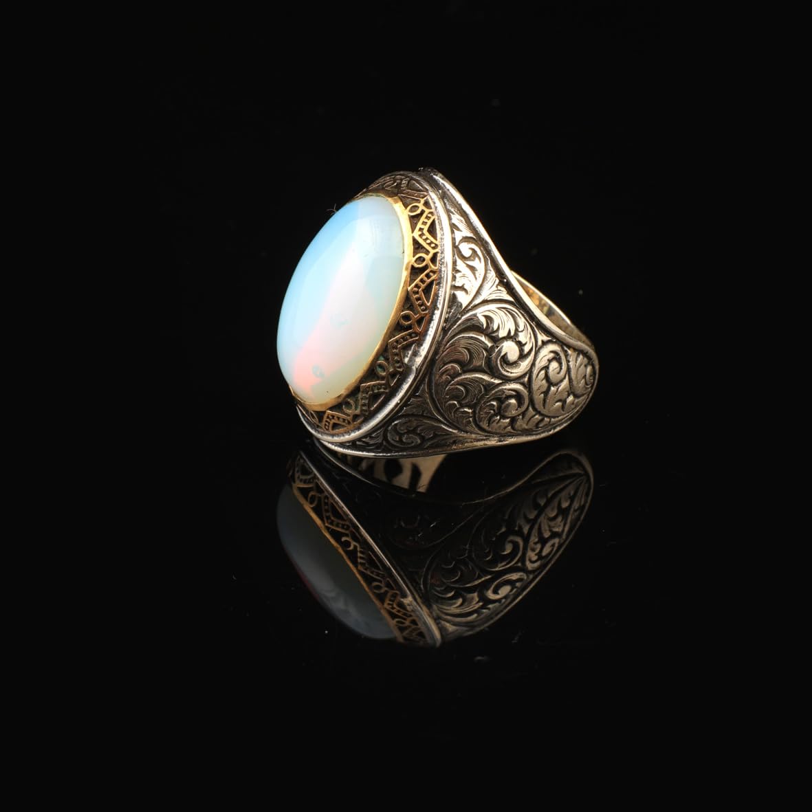 Moonstone Ring Ottoman Vintage 925 Sterling Silver Promise Engagement Ring Gemstone Ring Gift for Husband