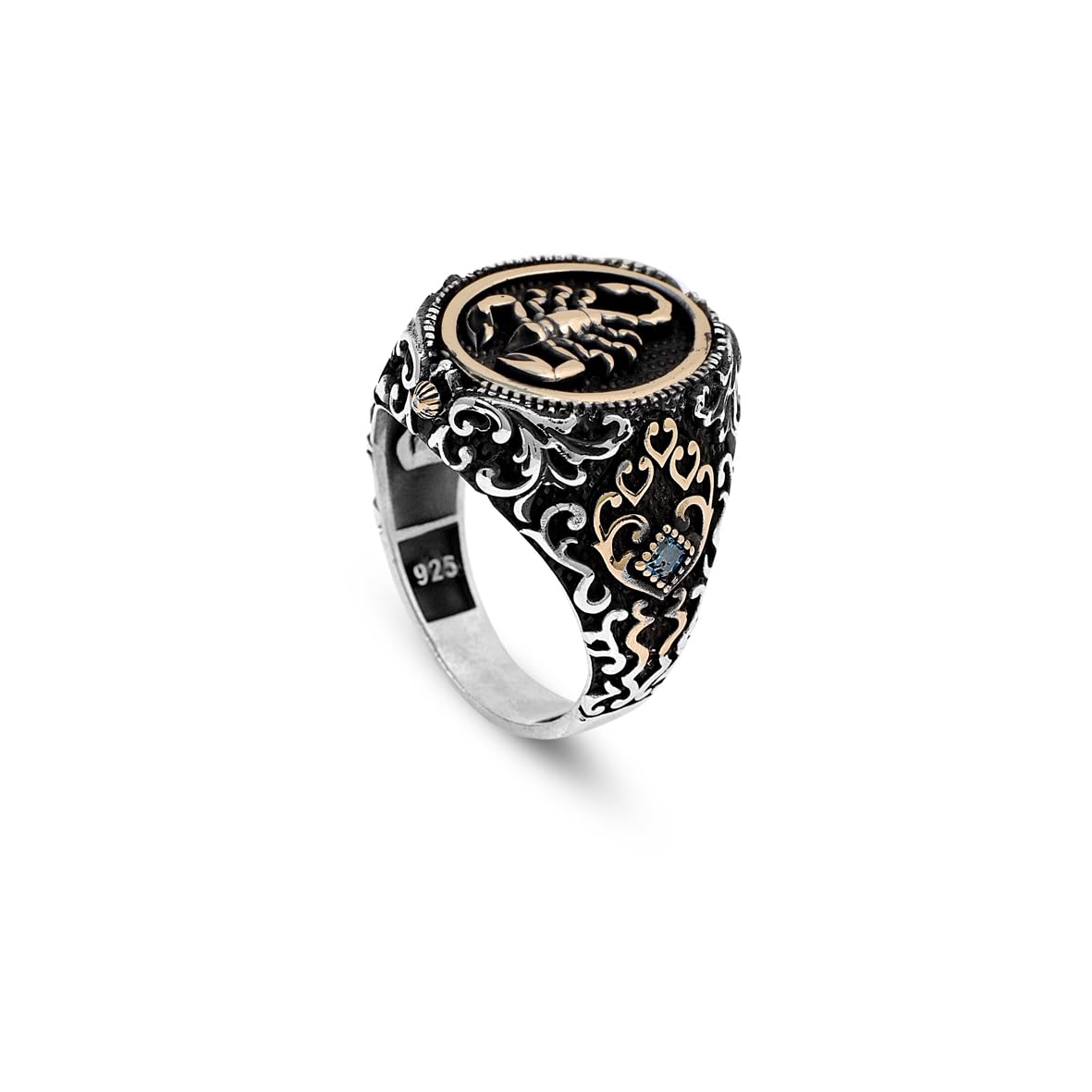 925 Sterling Silver Rotating Turquoise Ring - Men's Rotating Turquoise Scorpion Ring - Handcrafted 925 Sterling Silver Jewelry - Birthday Gifts