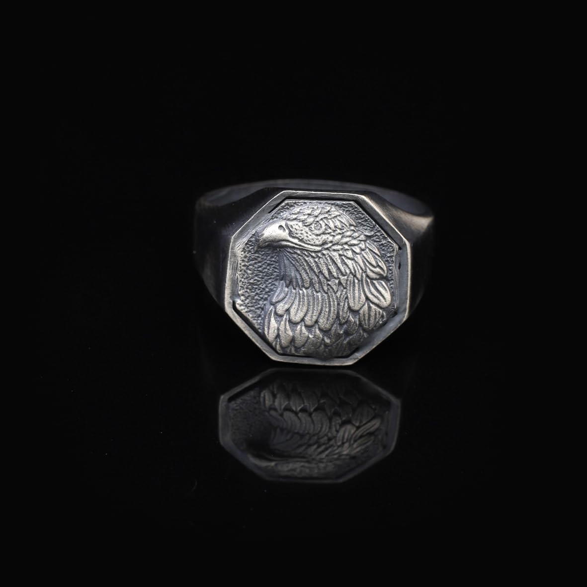 Handmade Eagle Signet Ring - 925 Sterling Silver Men's Ring