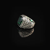 Handmade Emerald Gemstone Engagement Ring for Men Vintage 925 Sterling Silver — image 5