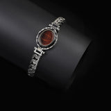 Made to Order Personalized Gothic Vintage Pattern 925 Sterling Silver Chain Bracelet for Men with Oval Tiger Eye Gemstone - Hand-Engraved Handmade Bracelet — image 3