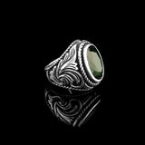 Mens Emerald Ring – Oval Ottoman Style Sterling Silver Gemstone Ring — image 4