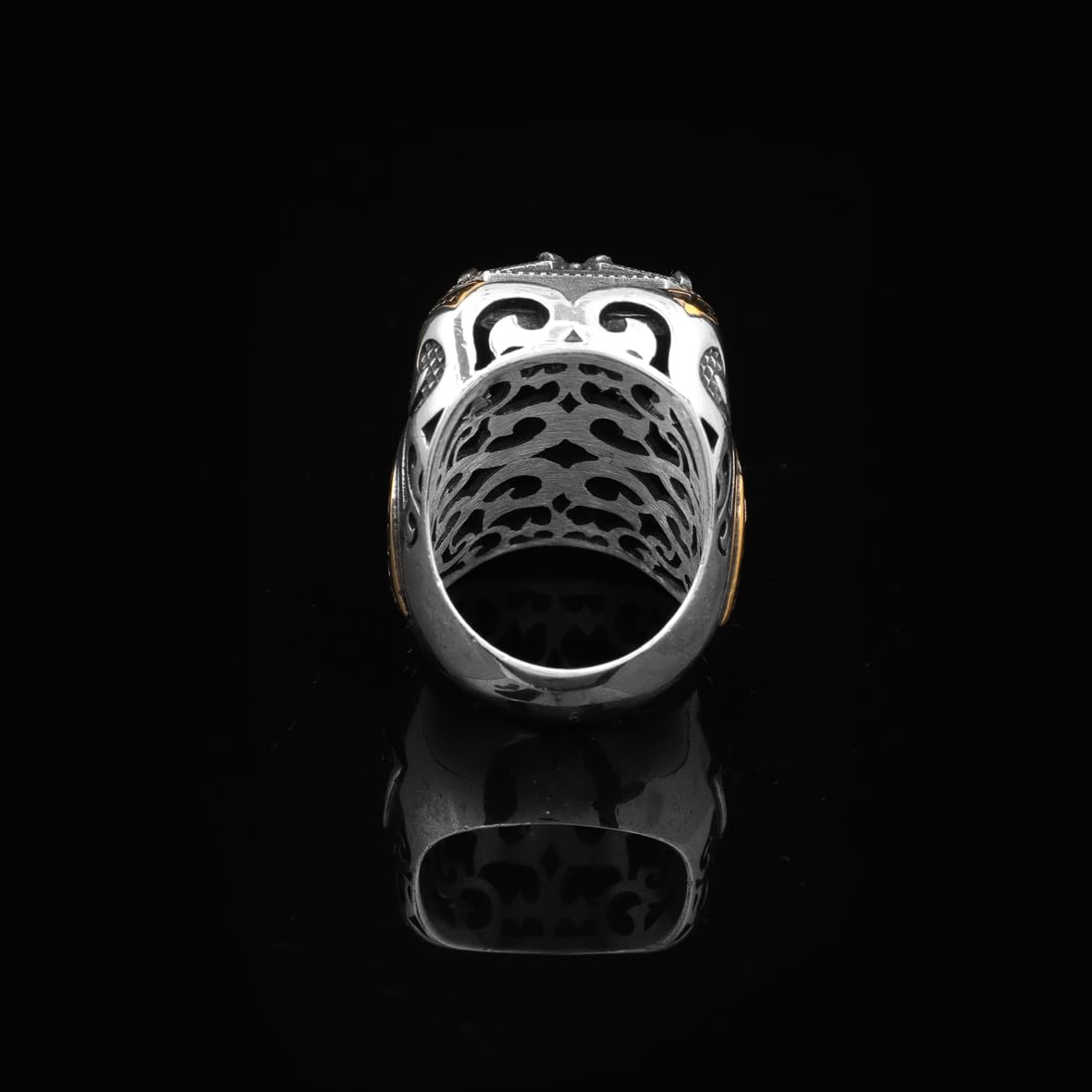 Black Onyx Ring Ottoman Style Large Statement Ring Vintage Sterling Silver Chunky Silver Gemstone Ring