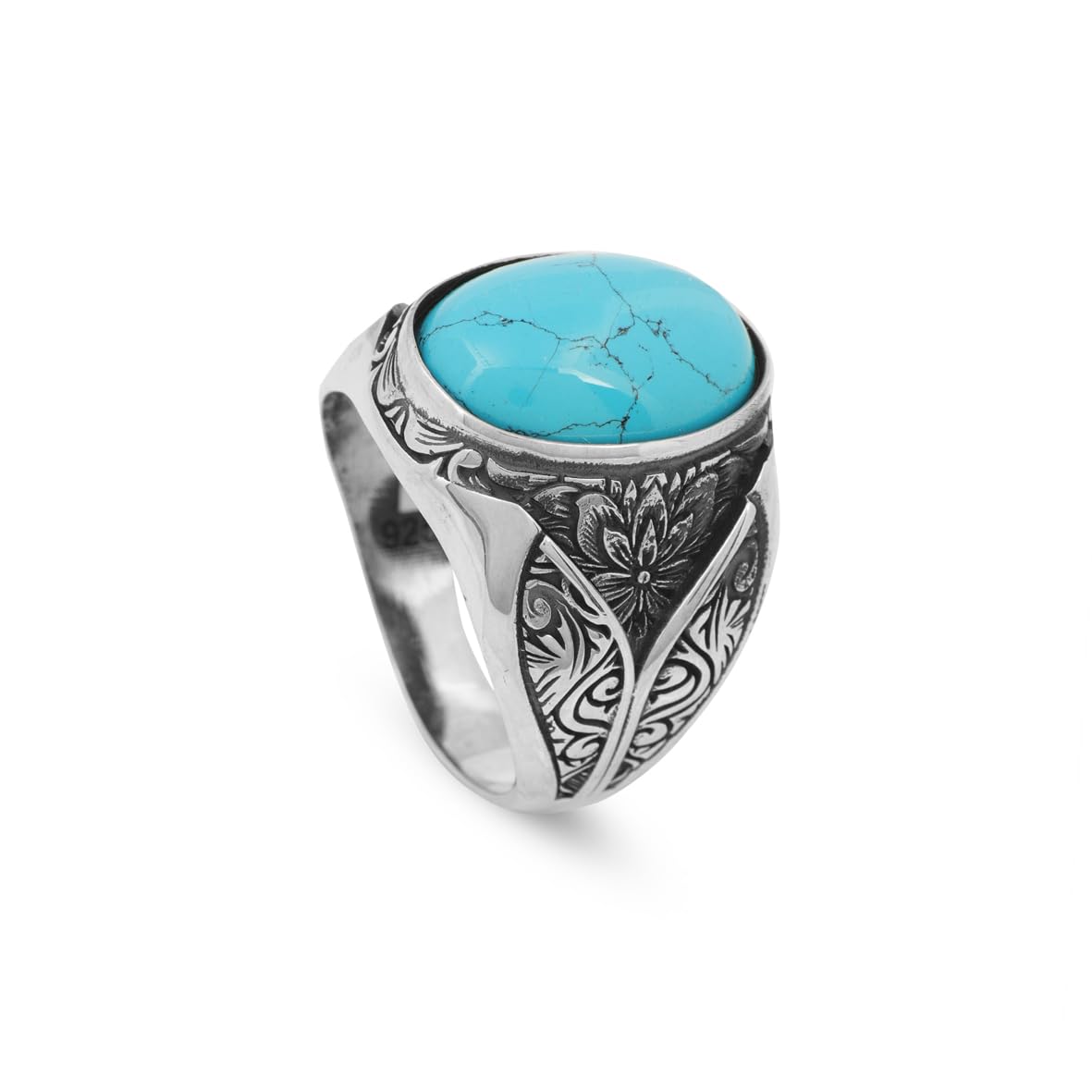 Mens Turquoise Ring Gemstone Ring Ottoman Statement Ring Vintage Ring Pinky Ring Sterling Silver Ring Gift for Him Handmade