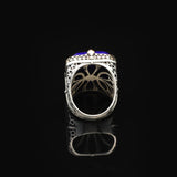 Vintage Large Lapis Lazuli Ring for Men - 925 Sterling Silver Turkish Handmade Polished Engagement Ring with Silver Polishing Cloth Gift — image 6